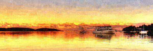  Art Print featuring the photograph Golden Marine - Sunset Panorama by Geoff Childs