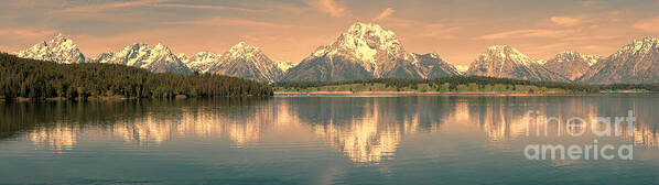 Panorama Art Print featuring the photograph Jackson Lake Sunrise - Grand Teton by Sandra Bronstein