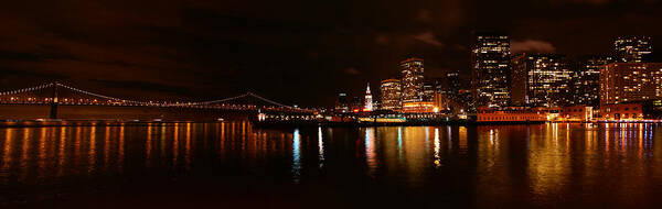Oakland Art Print featuring the photograph Oakland Bay Bridge at Night by Abram House
