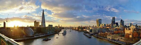 Downtown District Art Print featuring the photograph Panorama Of London Skyline At Sunset by Vladimir Zakharov
