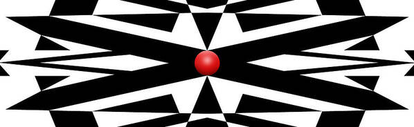 Abstract Art Print featuring the digital art Red Ball 25a Panoramic by Mike McGlothlen