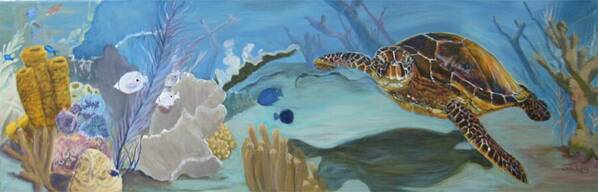 Coral Reef Art Print featuring the painting Shadow on the Reef by Linda Kegley