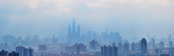 Panoramic Art Print featuring the photograph Shanghai Skyline Jin Mao, Wfc And by Douglas Von Roy