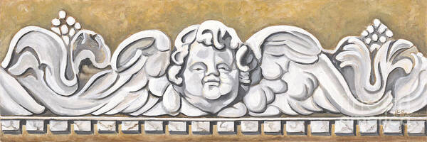 Angel Carvings Art Print featuring the painting Sienna Angel by Holly Bartlett Brannan