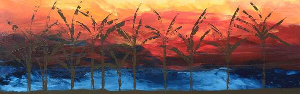 Sunset Beach Art Print featuring the painting Sunset Beach by Linda Bailey