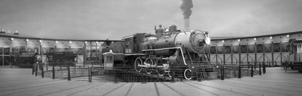 Transportation Art Print featuring the photograph The Turntable and Roundhouse by Mike McGlothlen