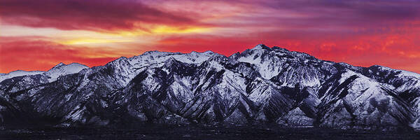 Sky Art Print featuring the photograph Wasatch Sunrise 3x1 by Chad Dutson