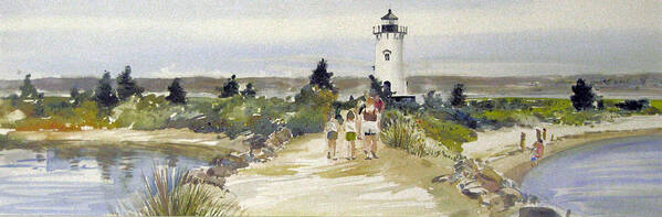 Lighthouses Of New England Art Print featuring the painting A Walk to Edgartown Light by P Anthony Visco
