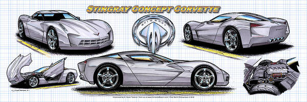 Concept Stingray Art Print featuring the digital art 2010 Stingray Concept Corvette by K Scott Teeters