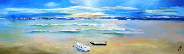 Sea Art Print featuring the painting Two Boats Ashore by Gary Smith
