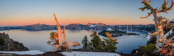 Crater Lake Art Print featuring the photograph Crater Lake Panorama #1 by Mike Ronnebeck
