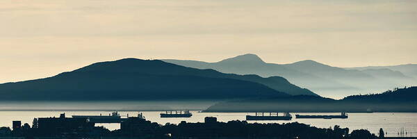 Vancouver Art Print featuring the photograph Abstract mountain range silhouette by Songquan Deng