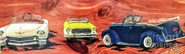 Classic Cars Art Print featuring the painting Classic Cars by Deborah Williams