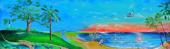 Sullivan's Island Light House Art Print featuring the painting East of the Cooper by Virginia Bond