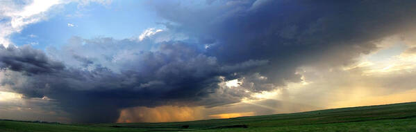 Storm Art Print featuring the photograph Flint Hills Storm Panorama 2 by Eric Benjamin