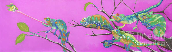 Chameleon Art Print featuring the pastel Its All Just an Illusion by Tracy L Teeter 