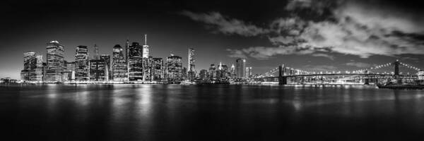 New York City Skyline Panorama Art Print featuring the photograph Fabulous Manhattan At Night by Az Jackson