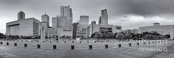 Downtown Art Print featuring the photograph Panorama of Dallas Skyline from City Hall - North Texas by Silvio Ligutti