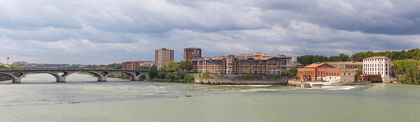 Bridge Art Print featuring the photograph Panorama of the Hydroelectric power station in Toulouse by Semmick Photo