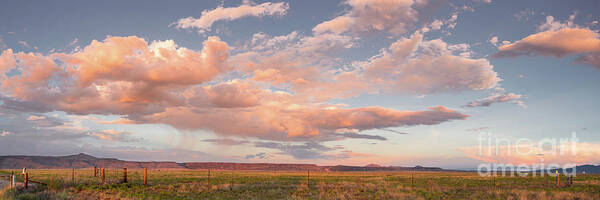 New Art Print featuring the photograph Panorama of Twilight Clouds Over Tetilla Peak Recreation Area - Cochiti Lake New Mexico by Silvio Ligutti