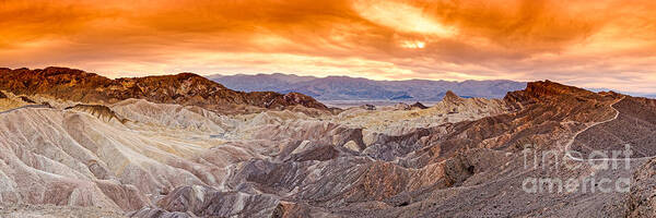 Death Valley Art Print featuring the photograph Panorama of Zabriskie Point Manly Beacon in Death Valley National Park - Inyo County California by Silvio Ligutti