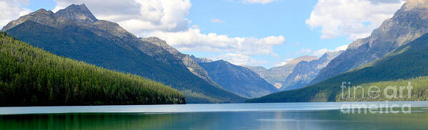 Bowman Lake Art Print featuring the photograph Partly Cloudy At Bowman by Adam Jewell