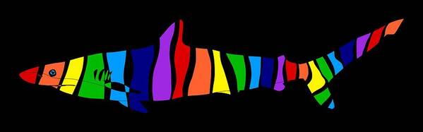 Rainbow Art Print featuring the digital art Rainbow Shark by Piotr Dulski