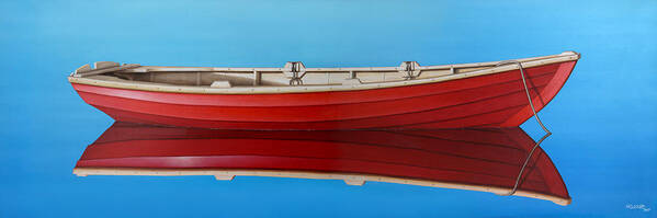 Red Art Print featuring the painting Red Boat by Horacio Cardozo