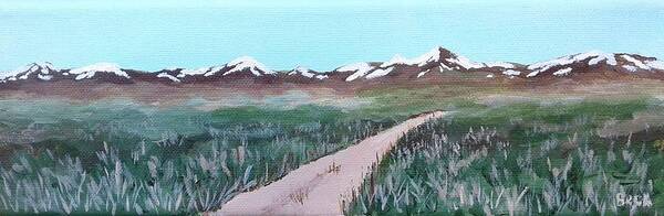 Manzanar Art Print featuring the painting Road From Manzanar by Katherine Young-Beck