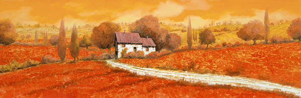 Tuscany Art Print featuring the painting I papaveri rossi by Guido Borelli
