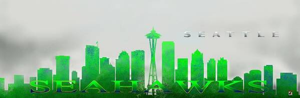 Football Art Print featuring the painting Seattle Greens by Douglas Day Jones
