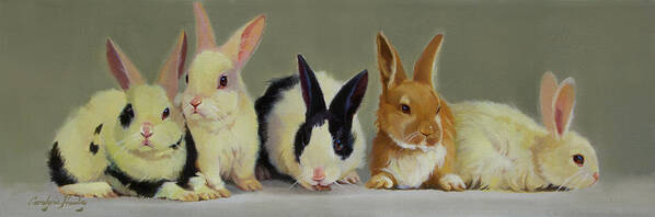 Farm Animals Art Print featuring the painting Bunny Babies by Carolyne Hawley