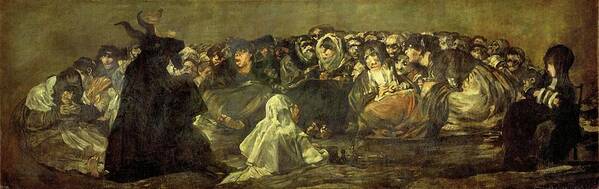 Aquelarre Or The Witches Art Print featuring the painting Francisco de Goya / 'Aquelarre or The Witches' Sabbath', 1820-1823. by Francisco de Goya -1746-1828-
