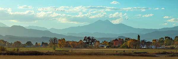 Farm Fields Art Print featuring the photograph Autumn Embraces Colorado Rocky Mountain Majesty by James BO Insogna