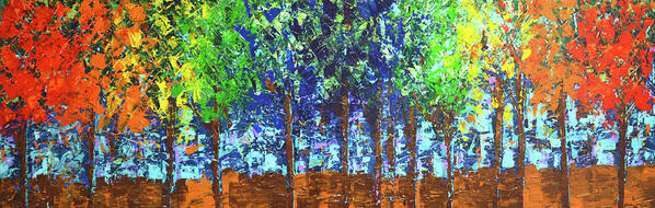  Art Print featuring the painting Backyard Trees by Linda Bailey