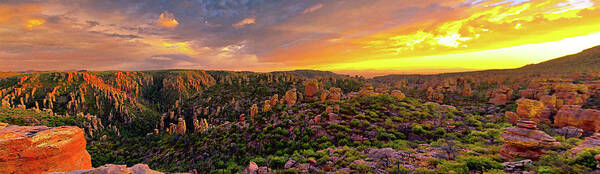 Chiricahua Mountains Art Print featuring the photograph Chiricahua Mountains Sunset Panorama, Arizona by Chance Kafka