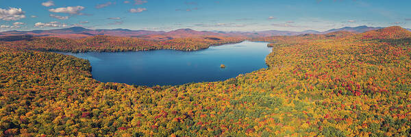 Fall Foliage Art Print featuring the photograph Fall At Maidstone Lake, Vermont Panorama by John Rowe