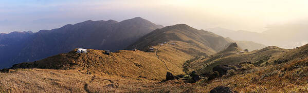 Panoramic Art Print featuring the photograph Sunset Peak, Hong Kong by Joe Chen Photography