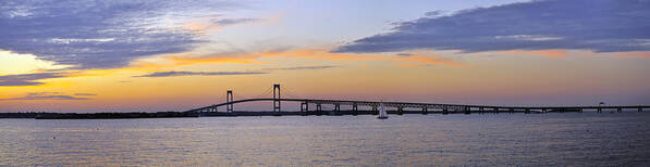 America Art Print featuring the photograph Newport Bridge Panorama at Sunset by Marianne Campolongo