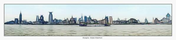 Shanghai Art Print featuring the digital art Shanghai Waitan Waterfront by Maciek Froncisz