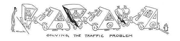 100781 Afu Alfred Frueh Art Print featuring the drawing Solving The Traffic Problem by Alfred Frueh