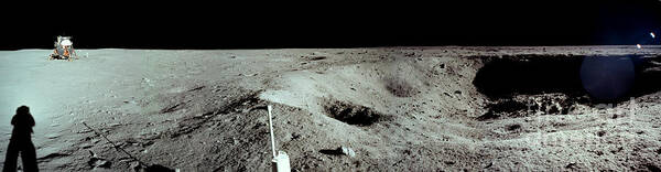 Nasa Art Print featuring the photograph Panoramic Of Rim Of Lunar Crater by Nasa