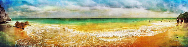 Tulum Art Print featuring the photograph Panoramic Seaside at Tulum by Tammy Wetzel
