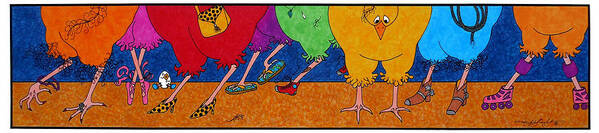 Chicken Art Print featuring the mixed media Chicken Walk by Michele Sleight