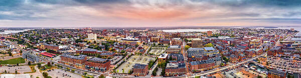 Portland Art Print featuring the photograph Aerial panorama of downtown Portland, Maine by Mihai Andritoiu