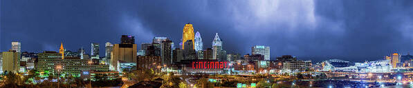 Town Art Print featuring the photograph Panoramic Cincinnati Skyline by Dave Morgan