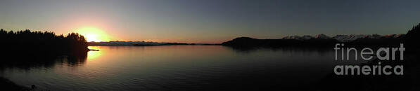 #juneau #douglas #alaska #ak #tours #cruise #sunset #calm #panorama #mendenhallglacier #vacation Art Print featuring the photograph Sunset over the Chilkats by Charles Vice
