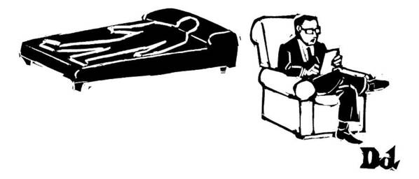 Psychiatrists Art Print featuring the drawing A Psychiatrist Sits With His Patient #1 by Drew Dernavich