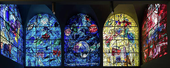 Photography Art Print featuring the photograph Stained Glass Chagall Windows #1 by Panoramic Images