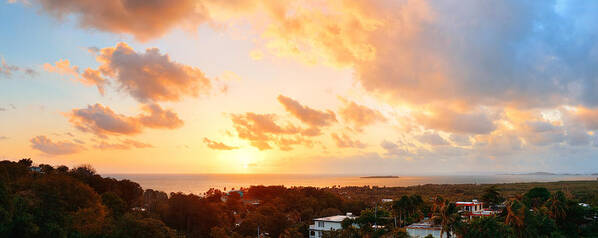 Puerto Rico Art Print featuring the photograph San Juan sunrise #3 by Songquan Deng